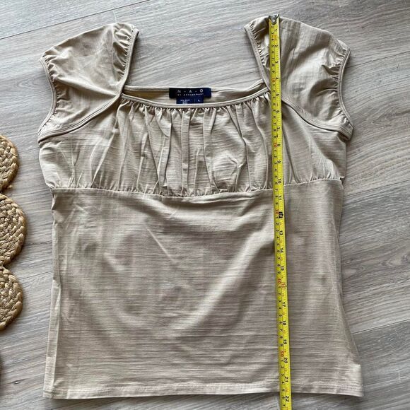 Beige Silk Blend Top Women's Large Minimalistic Quiet Luxury Layering Regency - Picture 5 of 7